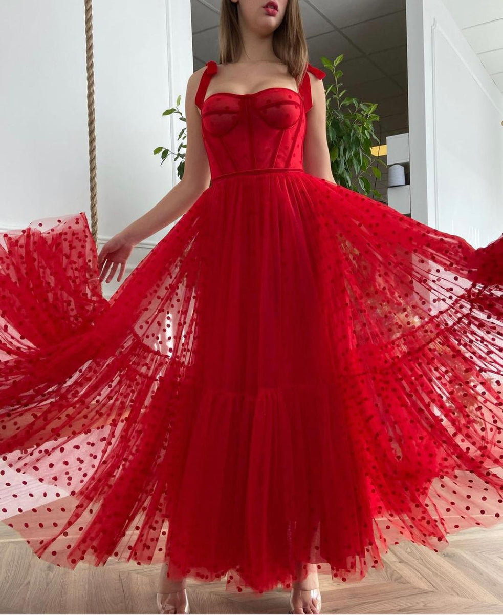 Scarlet Dotted Dress | Teuta Matoshi